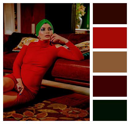 Living Room Red Dress Woman Image